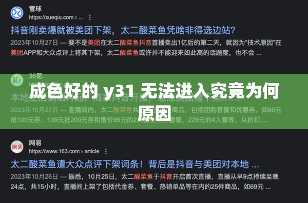 成色好的 y31 无法进入究竟为何原因 成色好的 y31 无法进入究竟为何原因