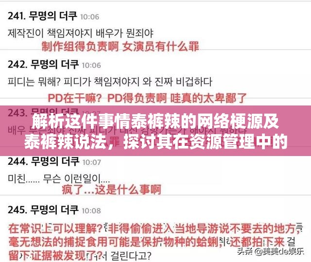 解析这件事情泰裤辣的网络梗源及泰裤辣说法,探讨其在资源管理中的重要性及应用策略 解析这件事情泰裤辣的网络梗源及泰裤辣说法,探讨其在资源管理中的重要性及应用策略