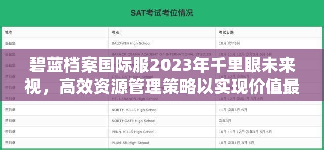 碧蓝档案国际服2023年千里眼未来视,高效资源管理策略以实现价值最大化 碧蓝档案国际服2023年千里眼未来视,高效资源管理策略以实现价值最大化