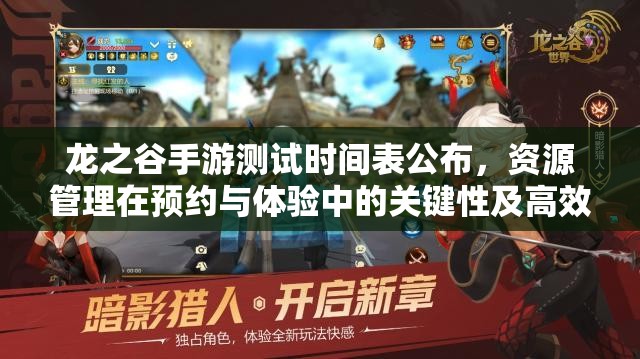 龙之谷手游测试时间表公布,资源管理在预约与体验中的关键性及高效策略 龙之谷手游测试时间表公布,资源管理在预约与体验中的关键性及高效策略