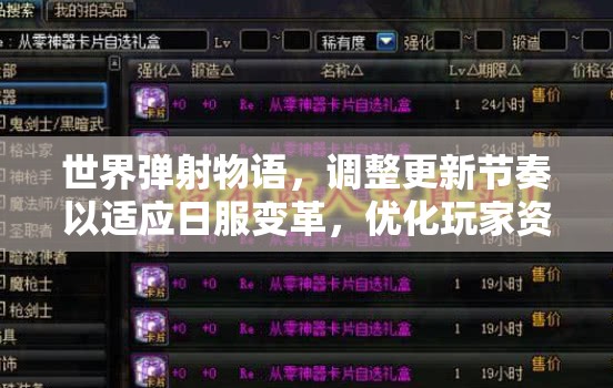 世界弹射物语，调整更新节奏以适应日服变革，优化玩家资源管理策略