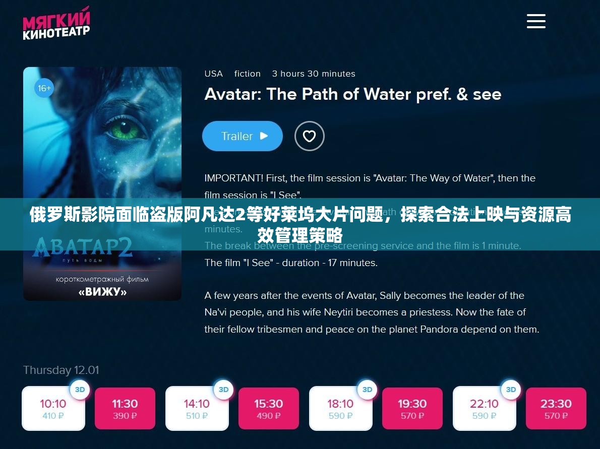 俄罗斯影院面临盗版阿凡达2等好莱坞大片问题，探索合法上映与资源高效管理策略