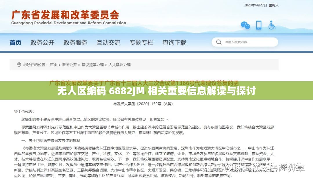 无人区编码 6882JM 相关重要信息解读与探讨