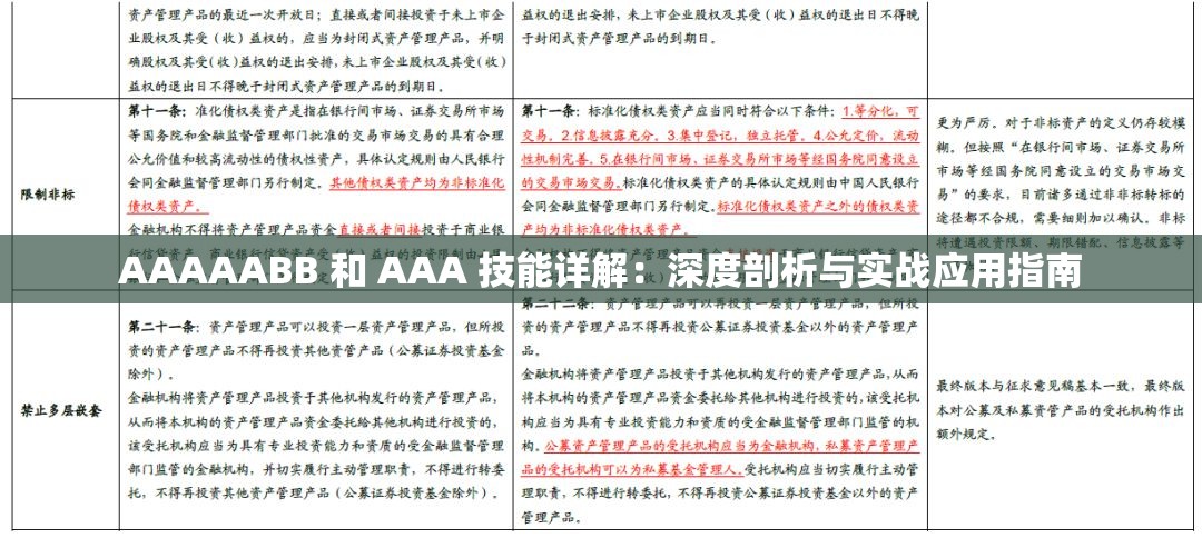 AAAAABB 和 AAA 技能详解：深度剖析与实战应用指南